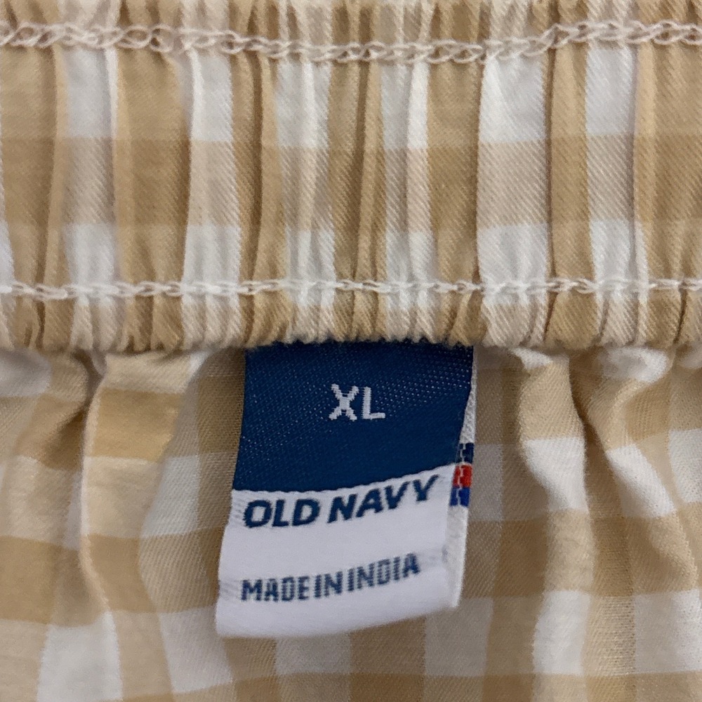 Old Navy Skirt XL Tan Gingham Cotton Curved Tiered Midi Preppy Summer Casual - Picture 5 of 9